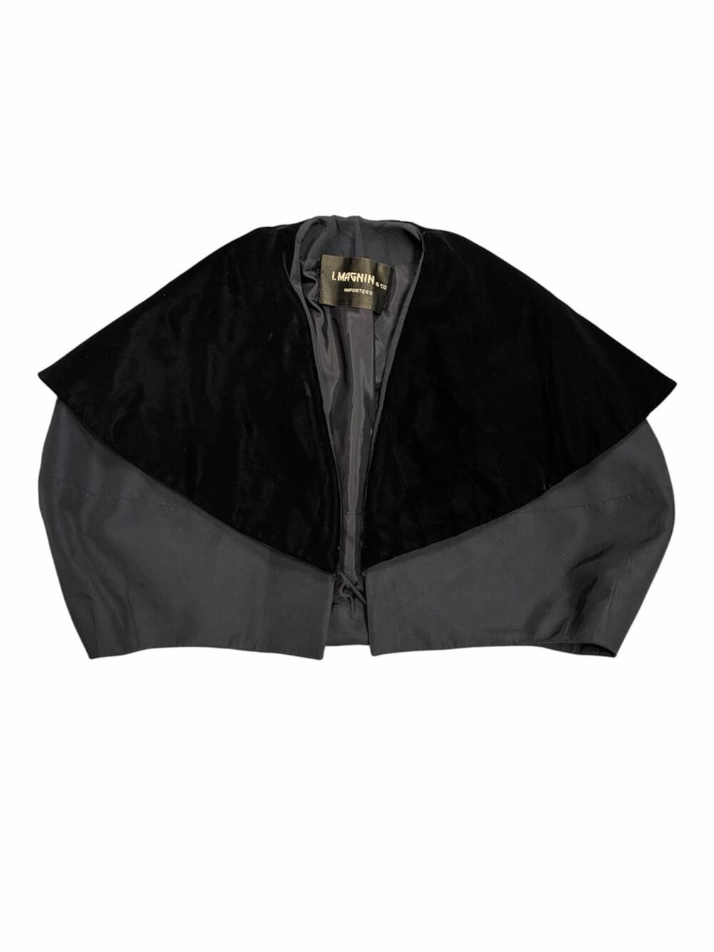 Vintage I. Magnin Black Velvet Collar Cropped Bolero Jacket